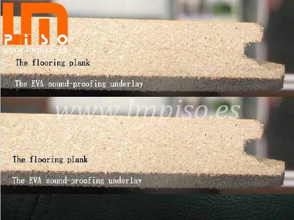 Pisos laminados flotantes 8mm HDF con 2mm manta EVA antiruido