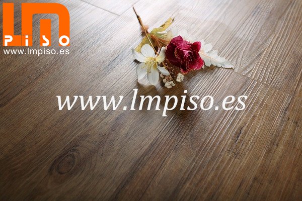 Alta calidad durable lujoso pisos vinilicos decorativos del diseño imitación madera piso SPC con ri